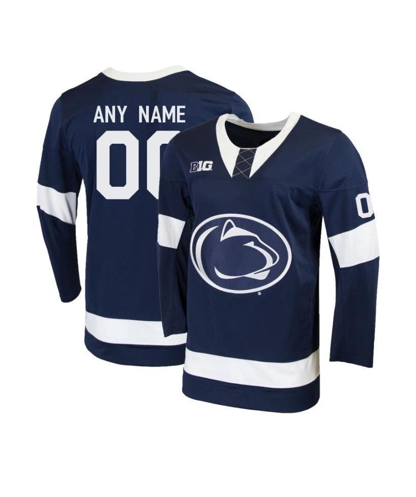 Men's Penn State Nittany Lions Custom Navy Hockey Jersey by Hockey David