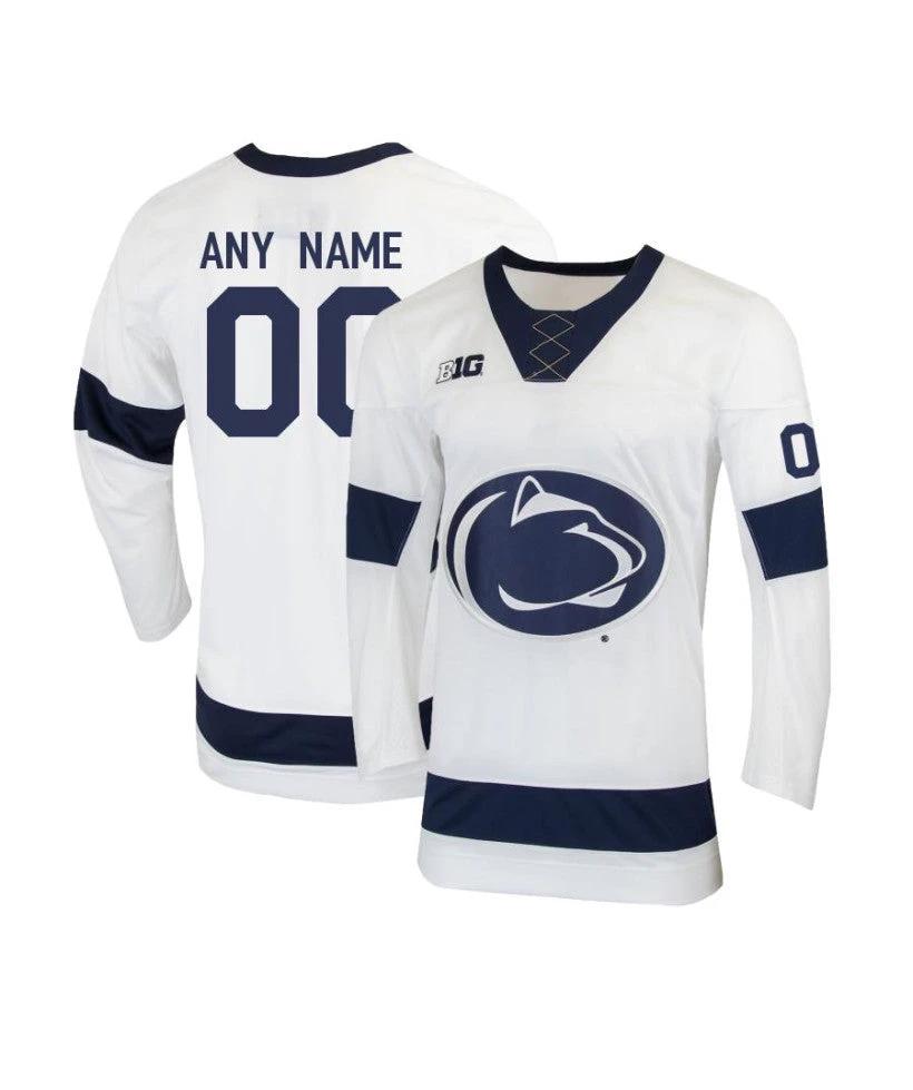 Men's Penn State Nittany Lions Custom White Hockey Jersey by Hockey David