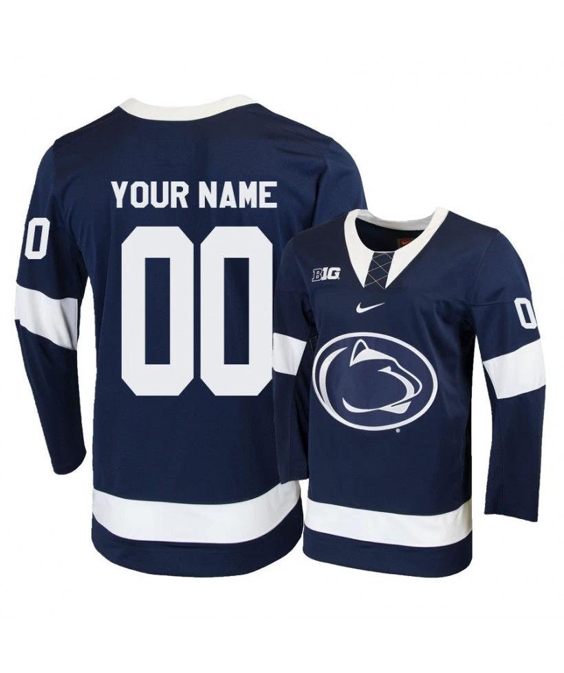 Men's Penn State Nittany Lions Navy Custom Hockey Jersey by Hockey David