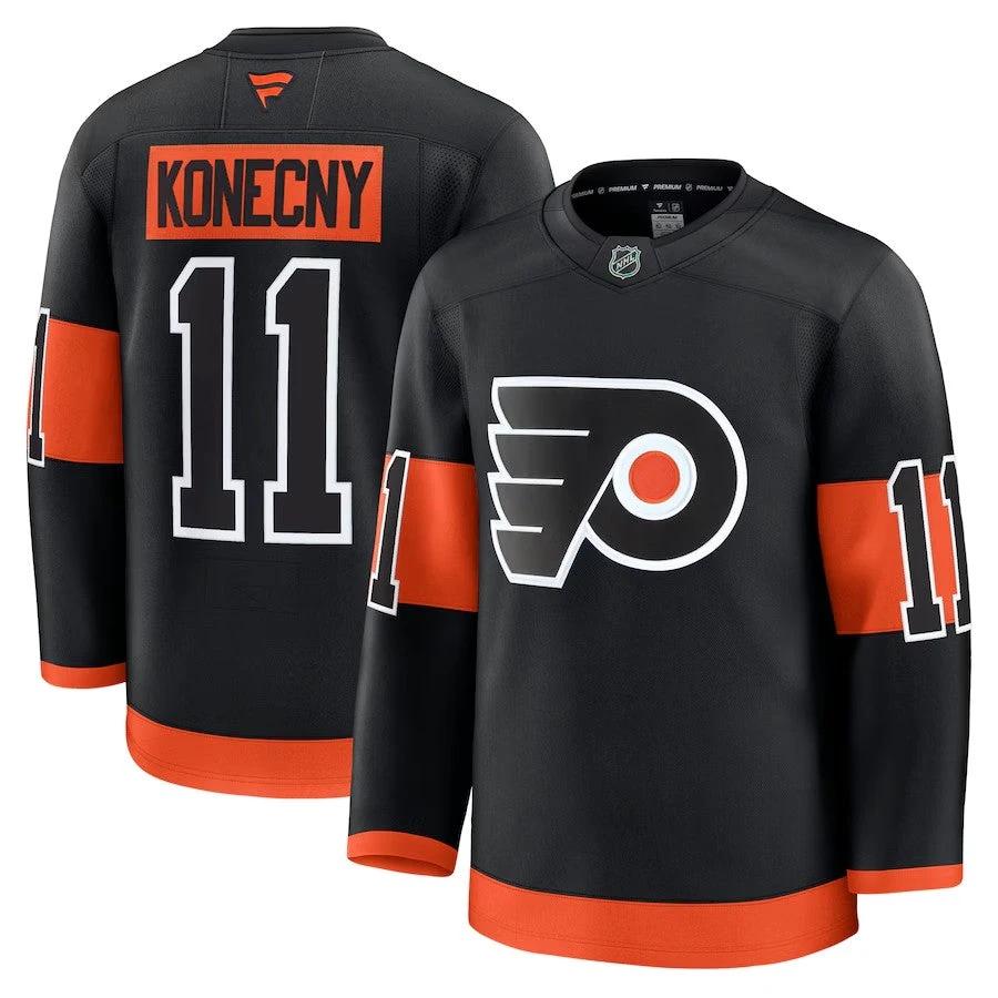 Men's Philadelphia Flyers #11 Travis Konecny Alternate Premium Jersey Black by Hockey David