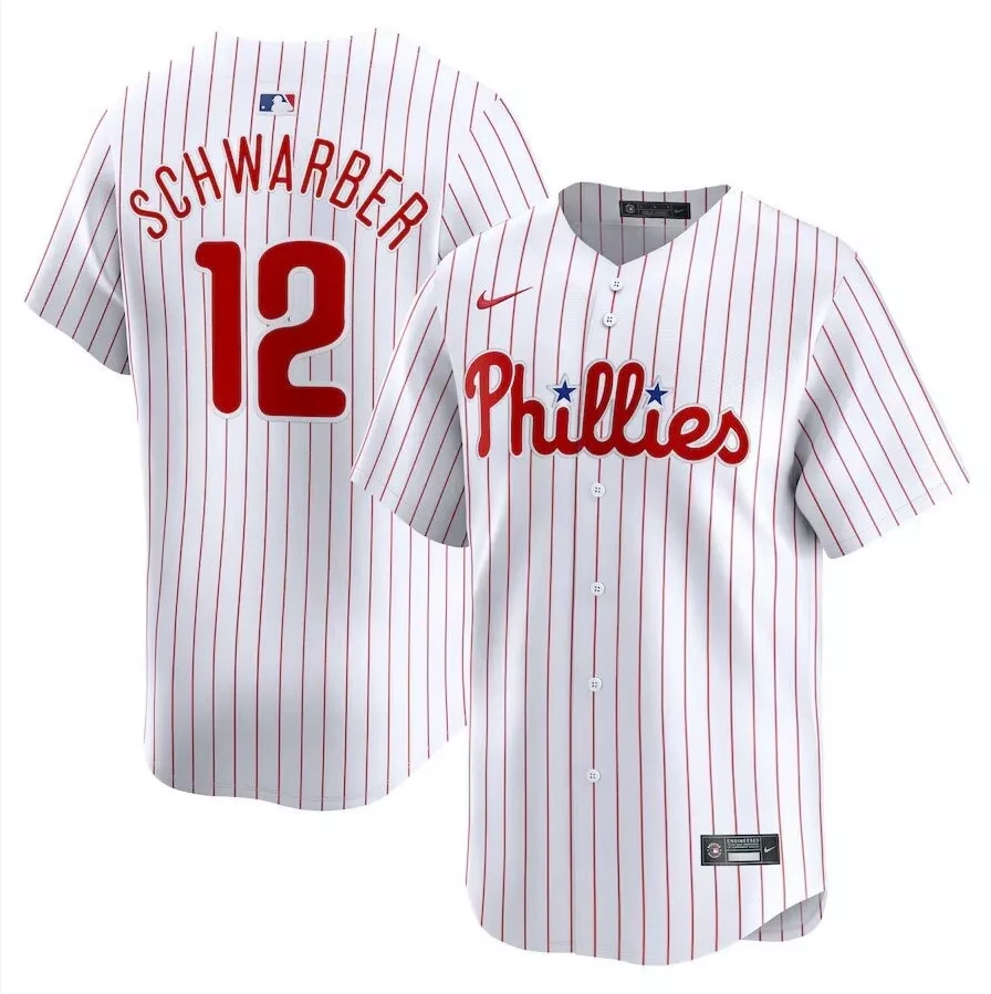 Men's Phillies Kyle Schwarber #12 White Home Player Jersey by My Store