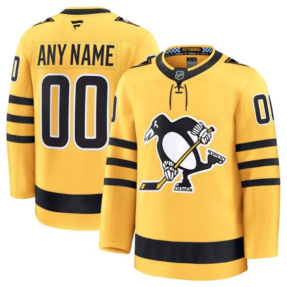 Men's Pittsburgh Penguins Active Player Custom Gold 2025 Alternate Stitched Hockey Jersey by Hockey David