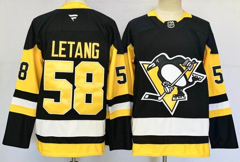 Men's Pittsburgh Penguins #58 Kris Letang Jersey Stitched by Hockey David