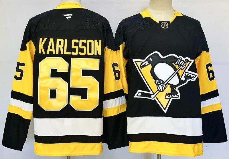Men's Pittsburgh Penguins #65 Erik Karlsson Jersey Stitched by Hockey David