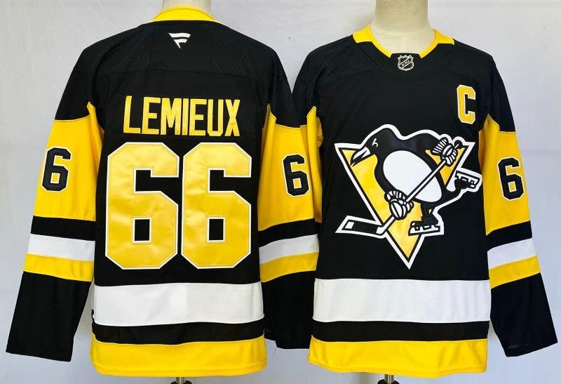 Men's Pittsburgh Penguins #66 Mario Lemieux Jersey Stitched by Hockey David