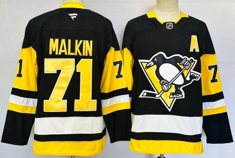 Men's Pittsburgh Penguins #71 Evgeni Malkin Jersey Stitched by Hockey David