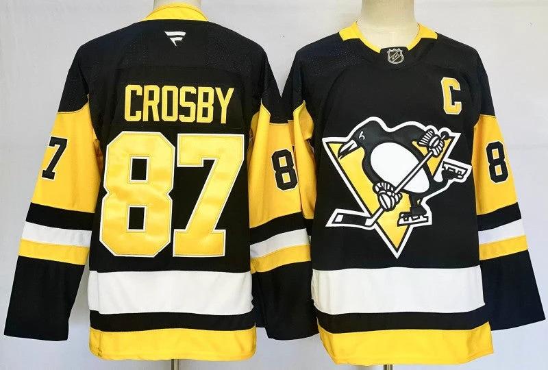 Men's Pittsburgh Penguins #87 Sidney Crosby Jersey Stitched by Hockey David