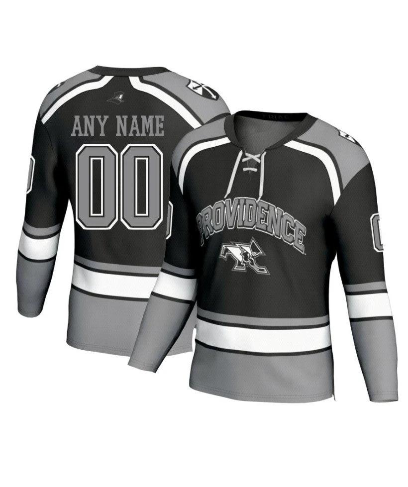 Men's Providence Friars Custom Black Fashion Hockey Jersey by Hockey David