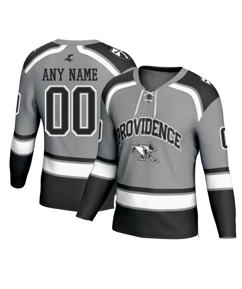 Men's Providence Friars Custom Gray Fashion Hockey Jersey by Hockey David