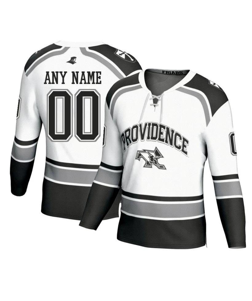 Men's Providence Friars Custom White Fashion Hockey Jersey by Hockey David