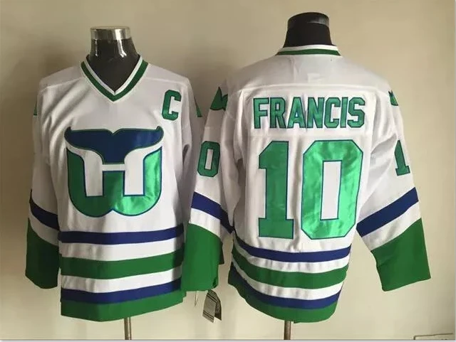 Men's Replica Vintage Ron Francis Jersey #10 Hartford Whalers Stitched White by Hockey David
