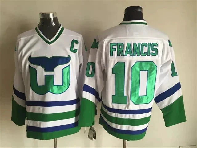 Men's Replica Vintage Ron Francis Jersey #10 Hartford Whalers Stitched White by Hockey David