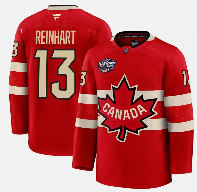 Men's Sam Reinhart Jersey #13 Red 2025 4 Nations Face-Off Stitched by Hockey David