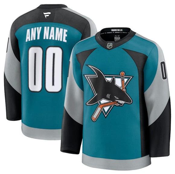 Men's San Jose Sharks Active Player Custom Teal 2025 Alternate Stitched Hockey Jersey by Hockey David