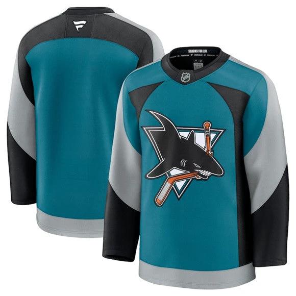 Men's San Jose Sharks Jersey Blank Teal 2025 Alternate Stitched by Hockey David