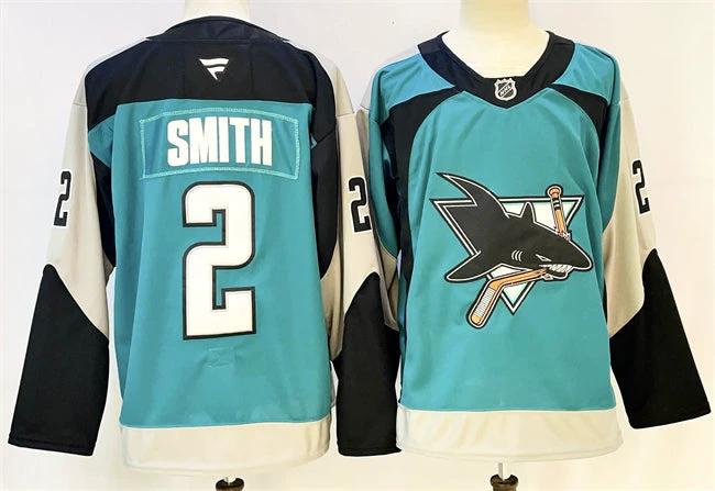 Men's San Jose Sharks #2 Will Smith Teal 2025 Alternate Stitched Hockey Jersey by Hockey David