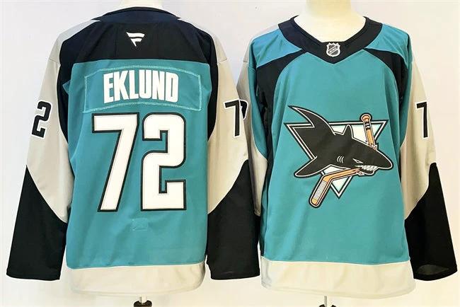 Men's San Jose Sharks #72 William Eklund Teal 2025 Alternate Stitched Hockey Jersey by Hockey David