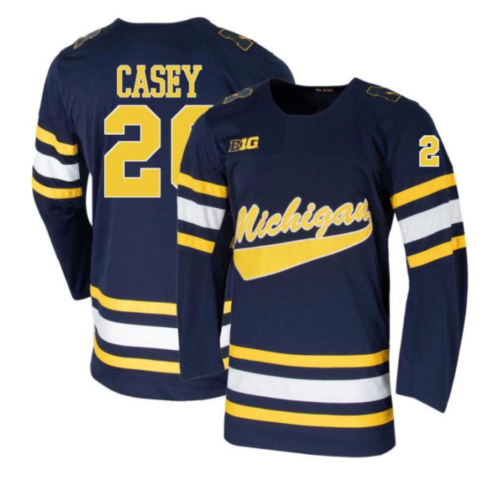 Men's Seamus Casey #26 Michigan Wolverines College Hockey Stitched Navy Jersey by Hockey David