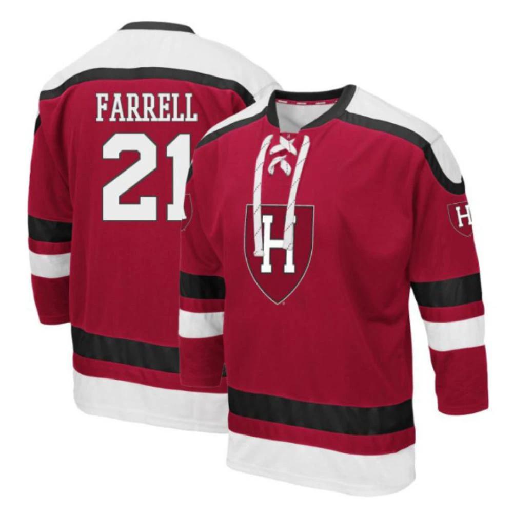 Men's Sean Farrell #21 Crimson Harvard Crimson Hockey Jersey by Hockey David