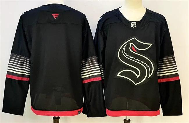 Men's Seattle Kraken Blank Black Alternate Stitched Hockey Jersey by Hockey David