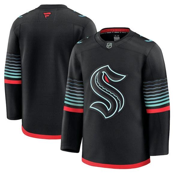 Men's Seattle Kraken Jersey Blank Black Alternate Stitched by Hockey David