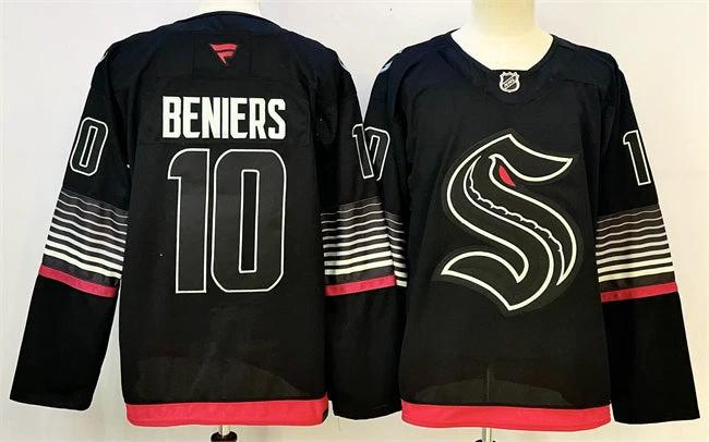 Men's Seattle Kraken #10 Matty Beniers Black 2026 Alternate Stitched Hockey Jersey by Hockey David
