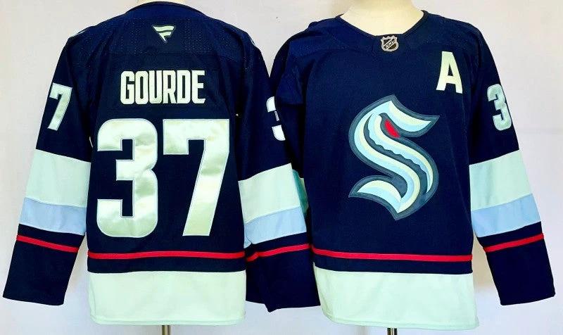 Men's Seattle Kraken #37 Yanni Gourde Jersey Stitched by Hockey David