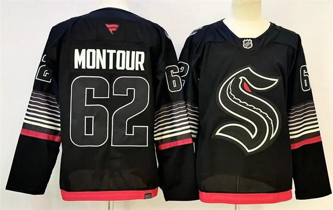 Men's Seattle Kraken #62 Brandon Montour Black 2026 Alternate Stitched Hockey Jersey by Hockey David
