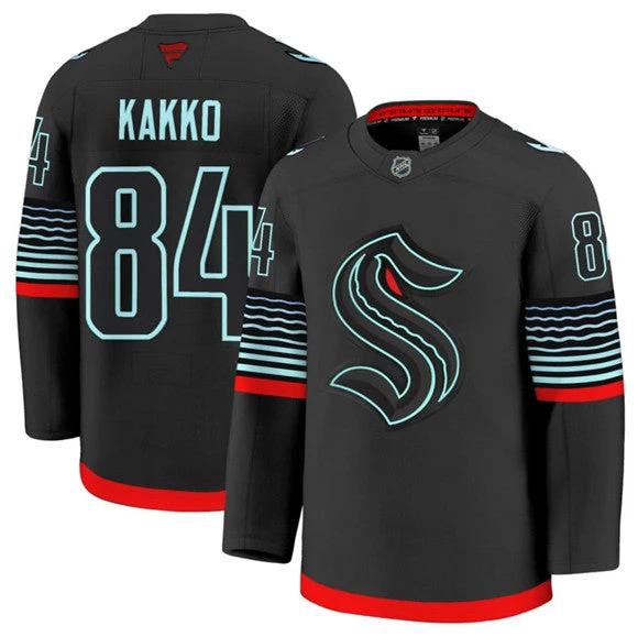 Men's Seattle Kraken #84 Kaapo Kakko Jersey Black Alternate Stitched by Hockey David
