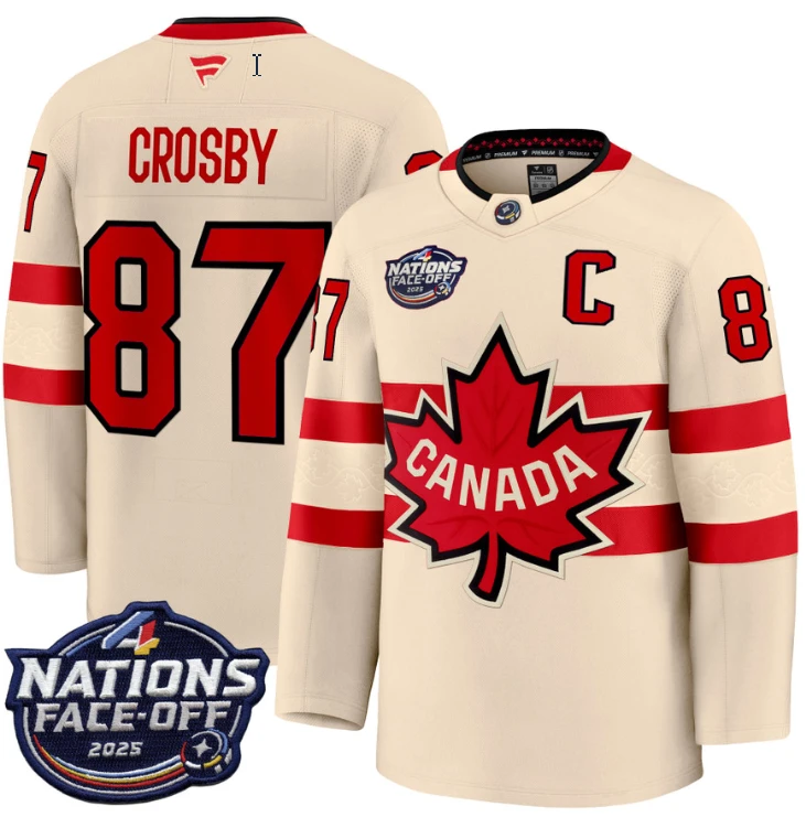 Men's Sidney Crosby Jersey #87 Canada 4 Nations Face-Off 2025 Stitched Cream by Hockey David