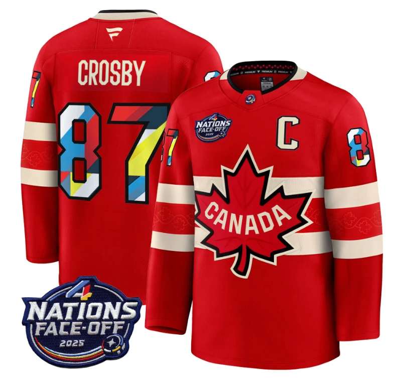 Men's Sidney Crosby Jersey #87 Canada 4 Nations Face-Off 2025 V2 Stitched Red by Hockey David