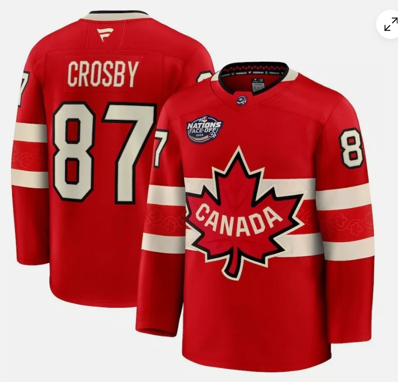 Men's Sidney Crosby Jersey #87 Red 2025 4 Nations Face-Off Stitched by Hockey David