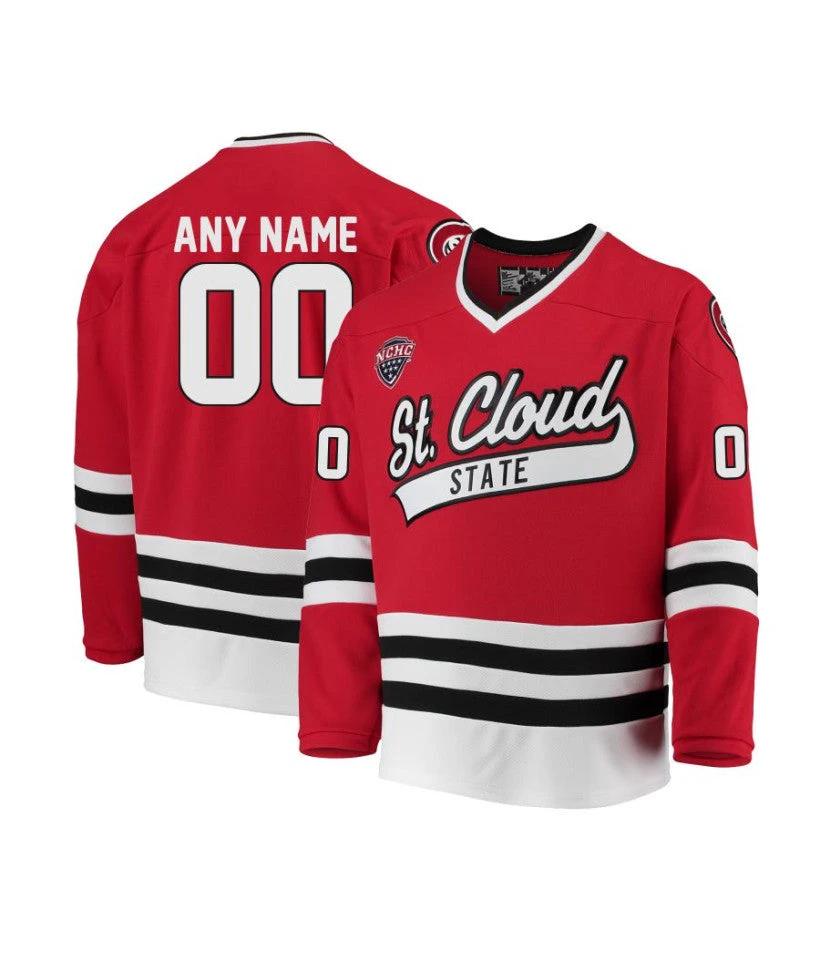 Men's St. Cloud State Huskies Custom Red Hockey Jersey by Hockey David