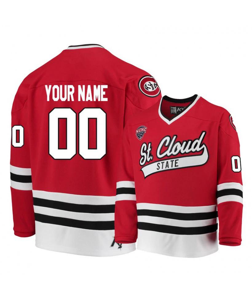 Men's St. Cloud State Huskies Red Custom Hockey Jersey by Hockey David