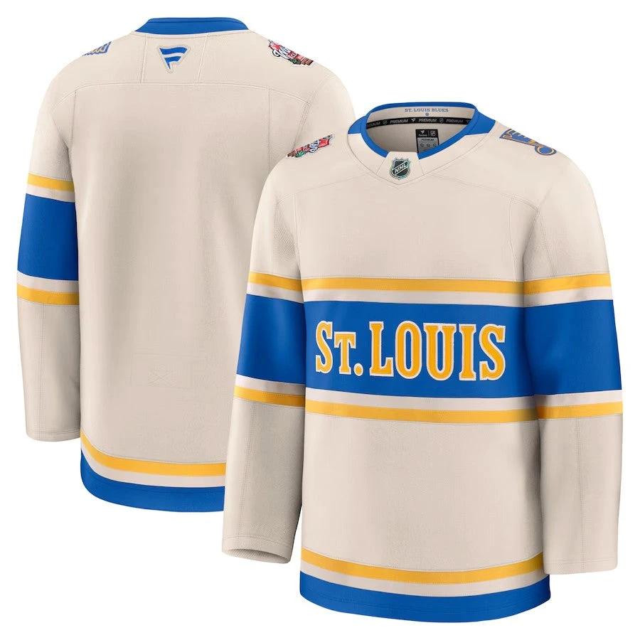 Men's St. Louis Blues Fanatics 2025 NHL Winter Classic Premium Cream Jersey by Hockey David