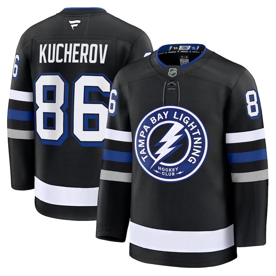 Men's Tampa Bay Lightning #86 Nikita Kucherov Alternate Premium Jersey Black by Hockey David