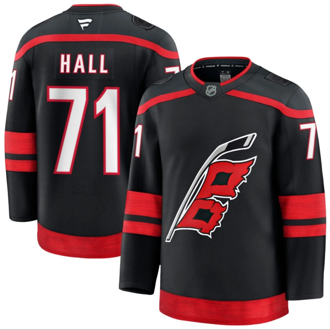 Men's Taylor Hall Jersey #71 Carolina Hurricanes All Stitched Black by Hockey David