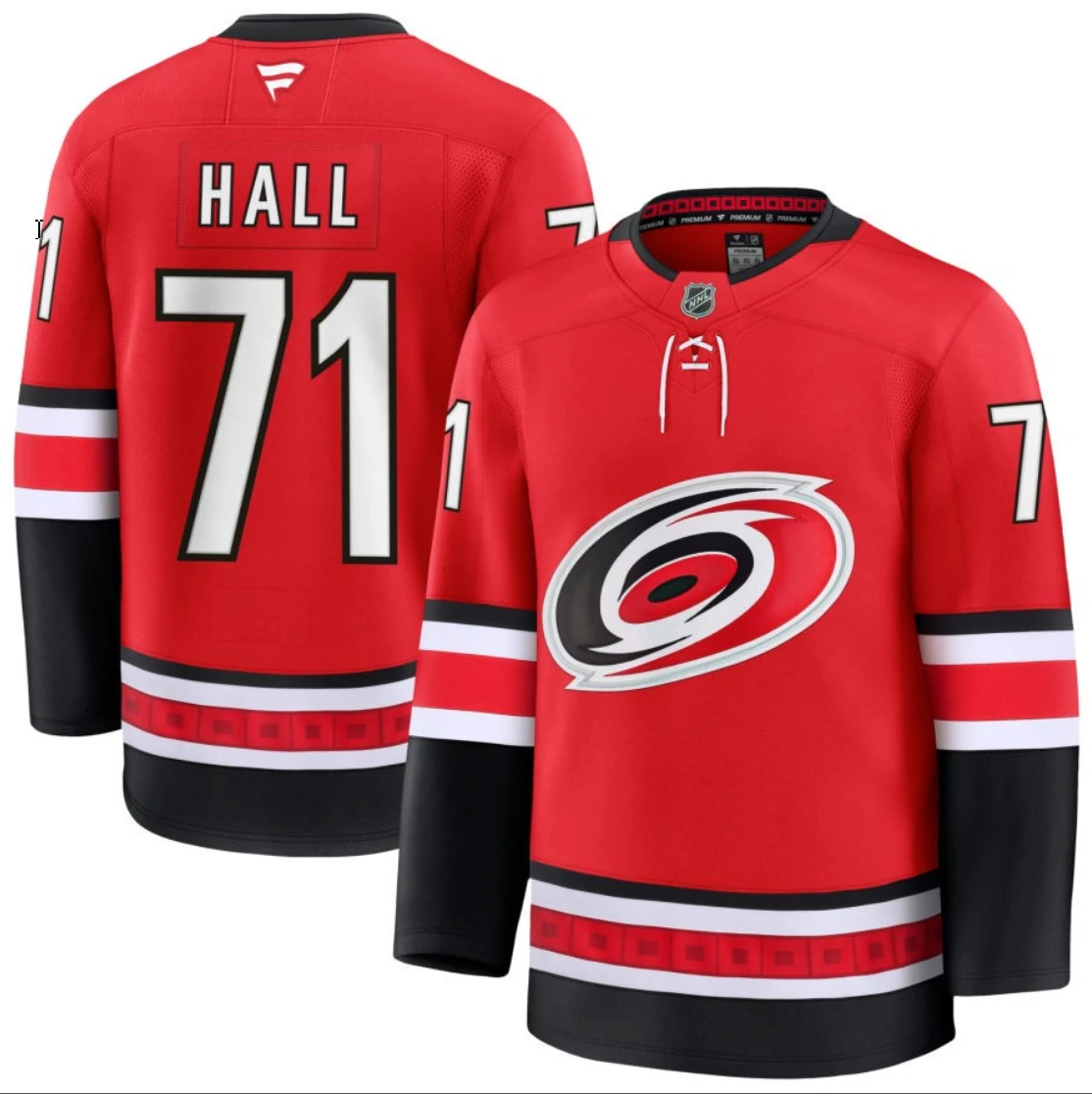 Men's Taylor Hall Jersey #71 Carolina Hurricanes All Stitched Red by Hockey David