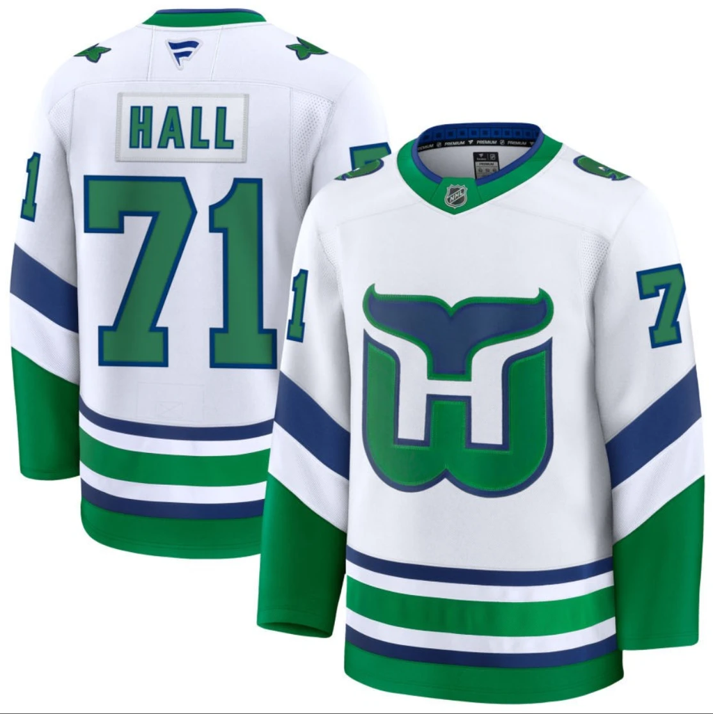 Men's Taylor Hall Jersey #71 Carolina Hurricanes All Stitched White by Hockey David