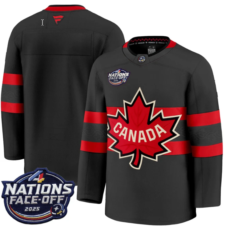 Men's Team Jersey Canada 4 Nations Face-Off 2025 Stitched Black by Hockey David