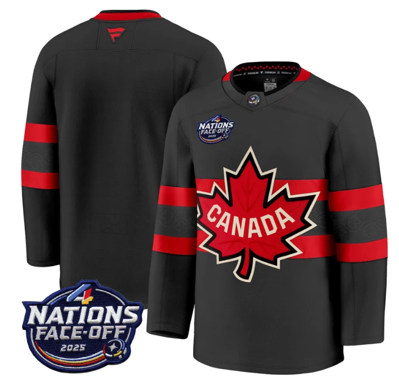 Men's Team Jersey Canada 4 Nations Face-Off 2025 V2 Stitched Black by Hockey David