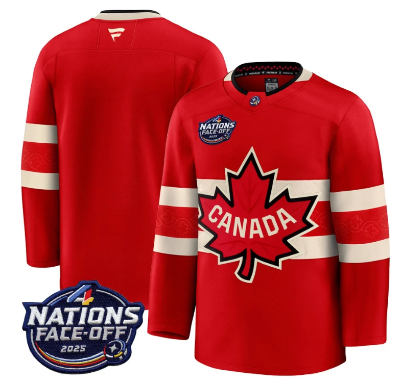 Men's Team Jersey Canada 4 Nations Face-Off 2025 V2 Stitched Red by Hockey David