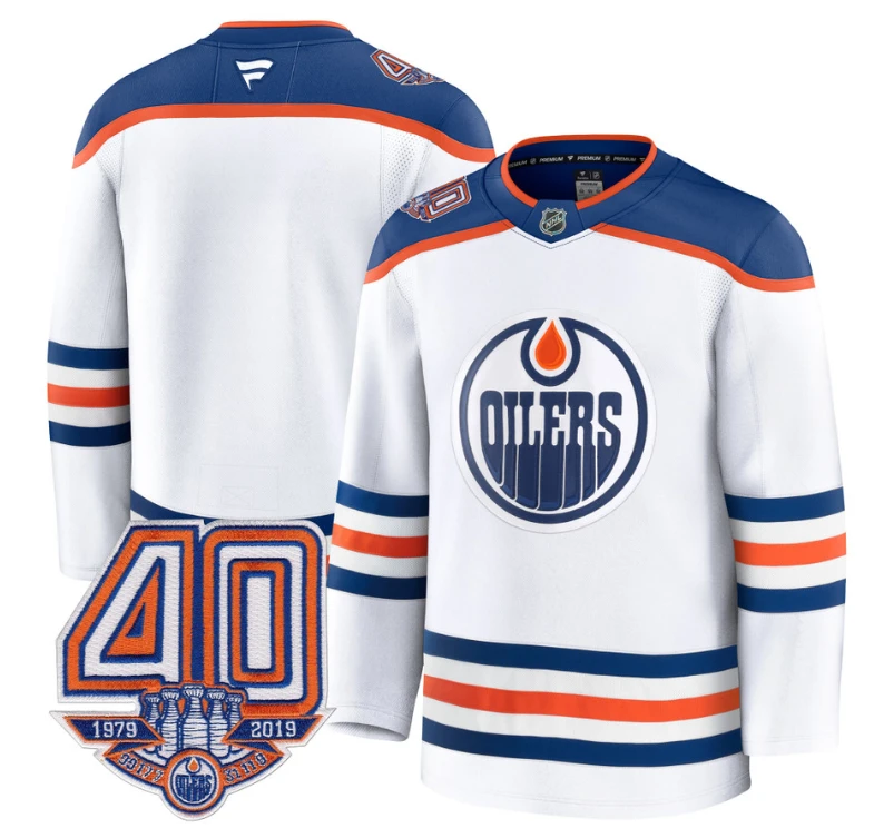 Men's Team Jersey Edmonton Oilers 40th Anniversary Patch Premium Stitched Away by Hockey David