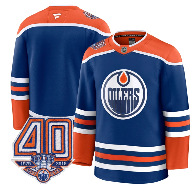 Men's Team Jersey Edmonton Oilers 40th Anniversary Patch Premium Stitched Home by Hockey David