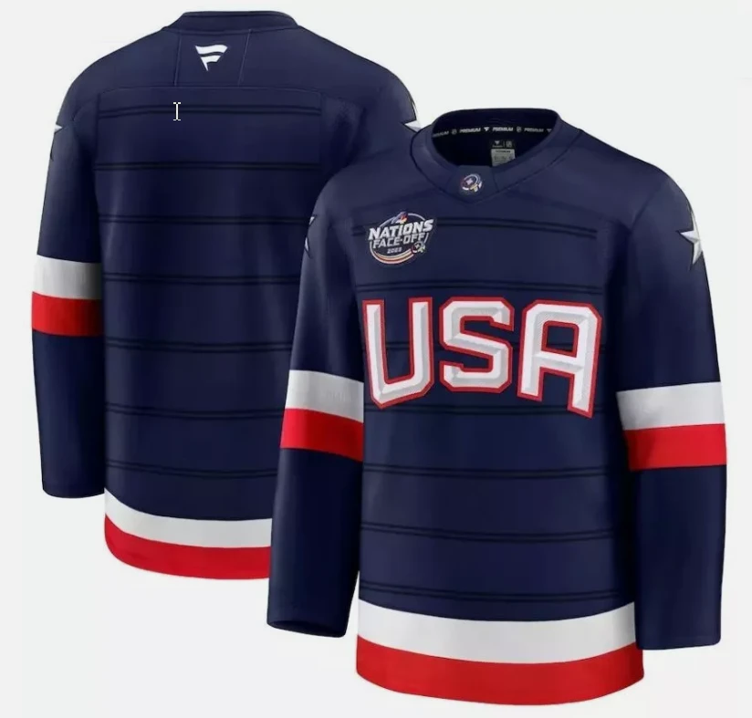 Men's Team USA Navy 2025 4 Nations Face-Off Stitched Jersey by Hockey David
