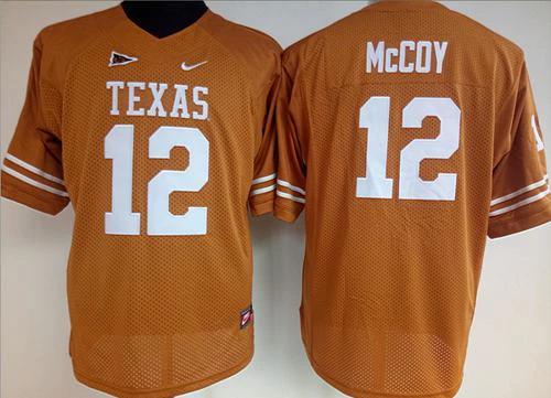 Men's Texas Longhorns 12 Colt McCoy Orange College Jersey by My Store NCAA Football Jerseys