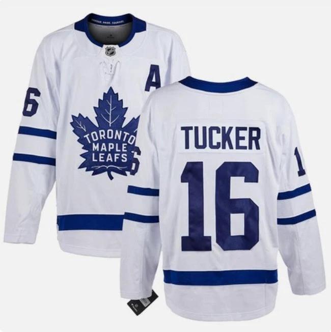 Men's Toronto Maple Leafs #16 Darcy Tucker Jersey White With A Patch Stitched by Hockey David