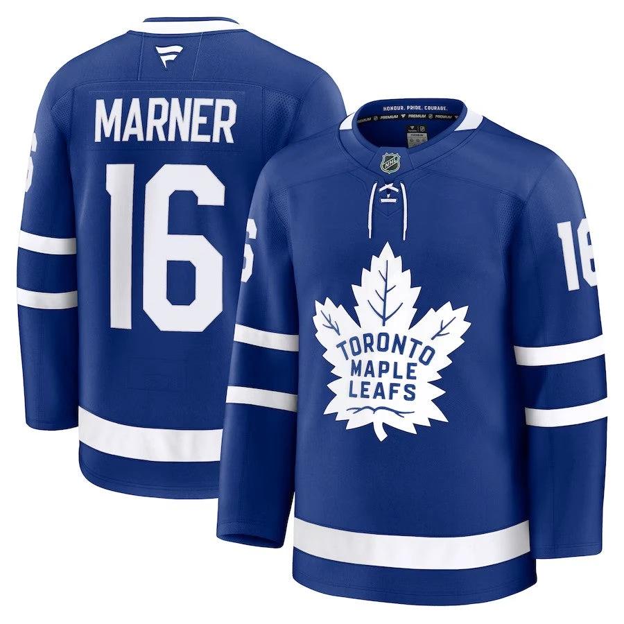 Men's Toronto Maple Leafs #16 Mitch Marner Home Premium Jersey Blue by Hockey David