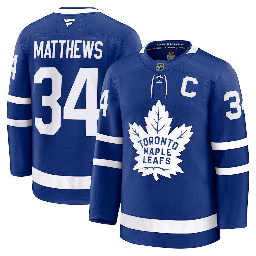 Men's Toronto Maple Leafs #34 Auston Matthews Captain Patch Home Jersey Blue by Hockey David