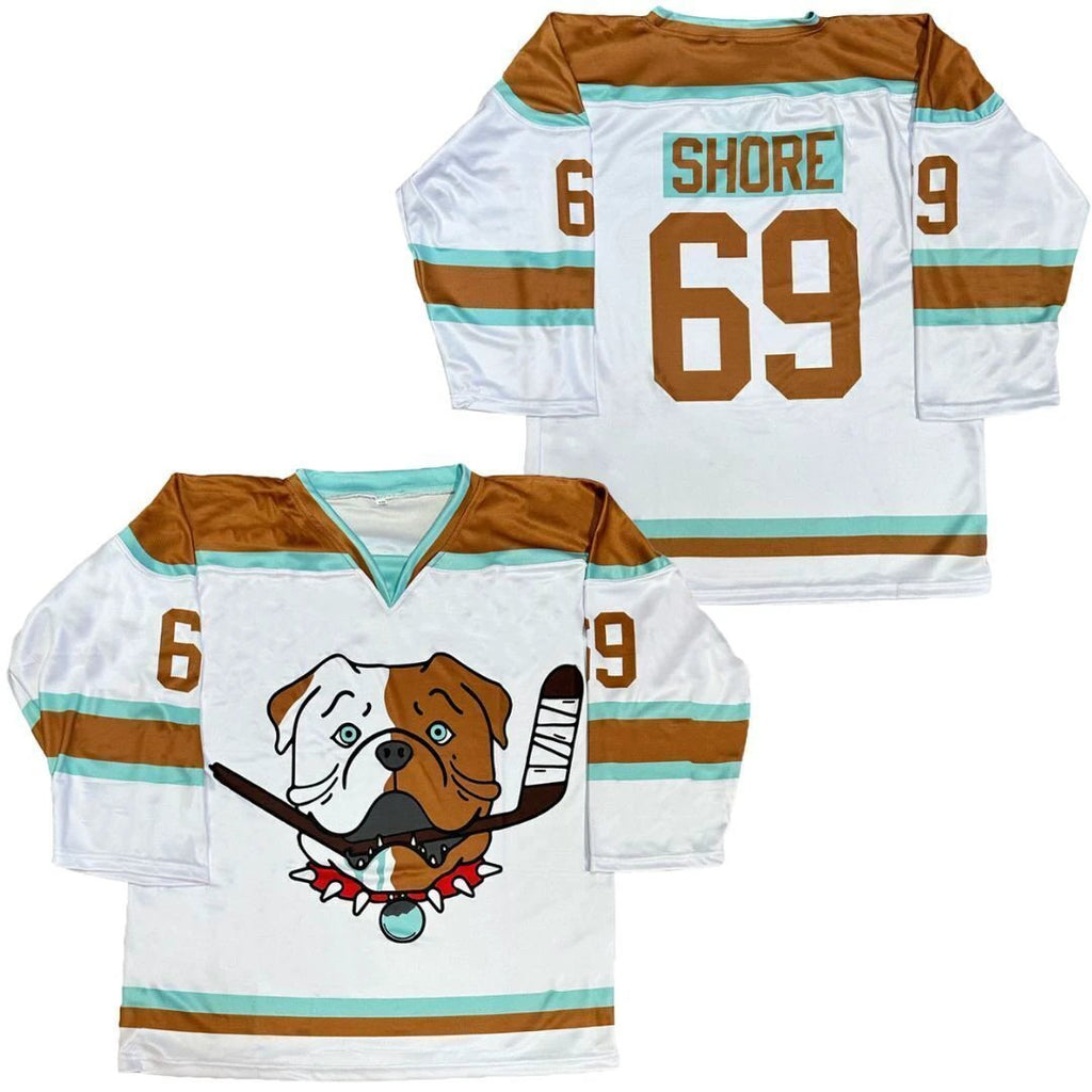 Men's TronX Bulldogs White Shore 69 TV Series Hockey Jerseys by Hockey David